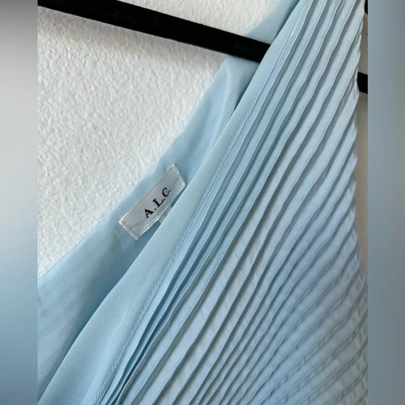 ALC Delfina Matte Pleated Dress Aqua Baby Blue US 4 - Picture 7 of 12